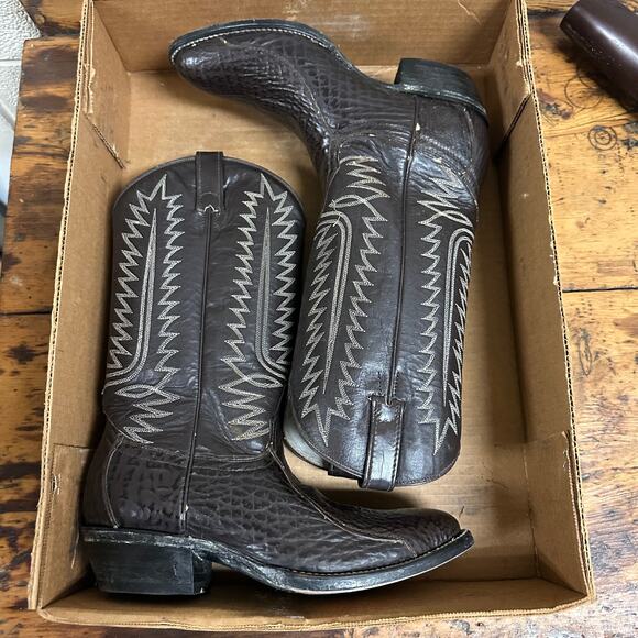 New Cowtown Boots Western Riding Boots Mens Size 7.5D Brown Leather‎ Embroidered main image 15